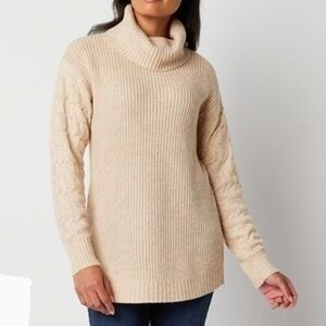 St. John's Bay Cream Cowl Neck Sweater